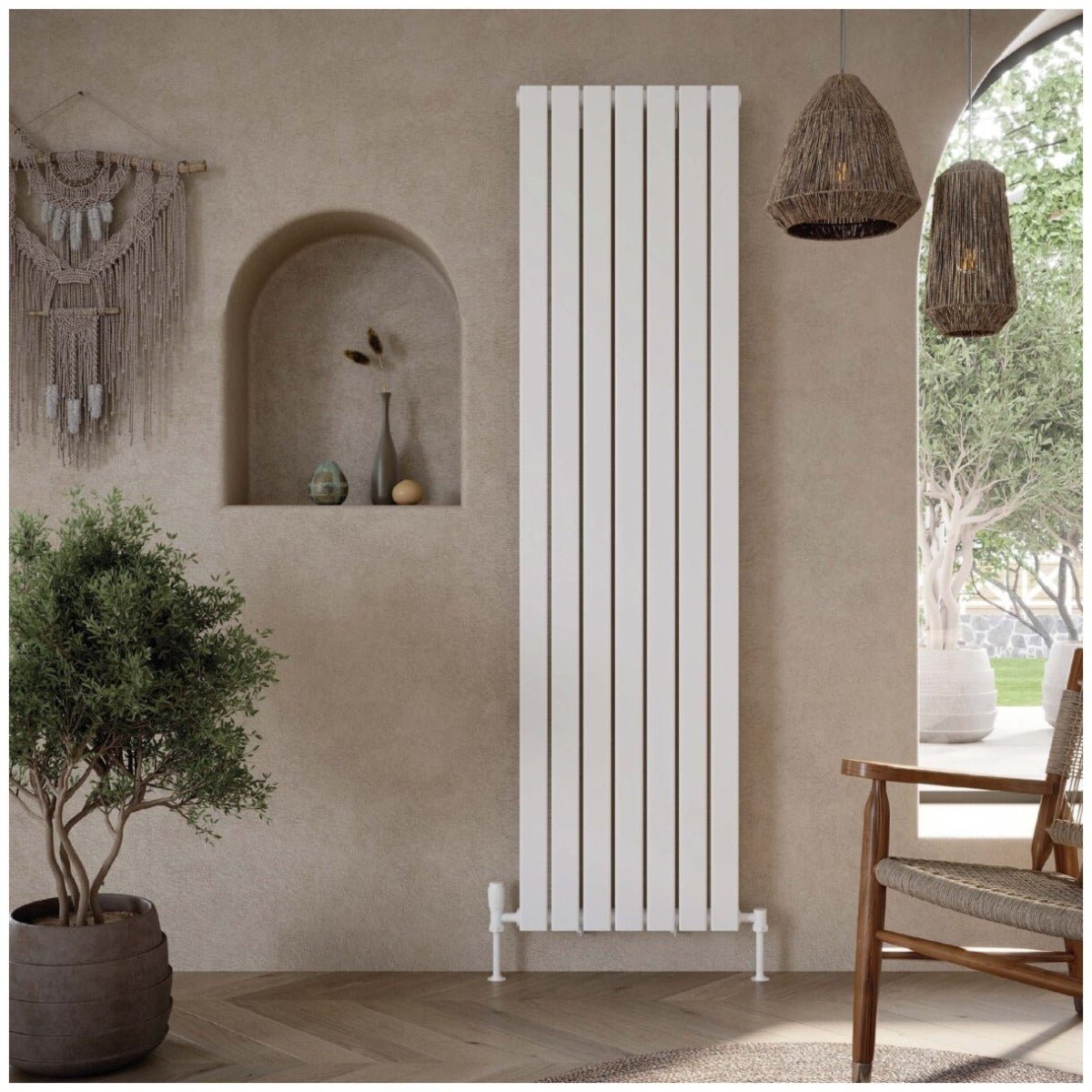 Scudo Bravo Double Designer Radiator 1600 x 476mm - White - BRAV1600 - 48D - W - TAP 'N' SHOWER
