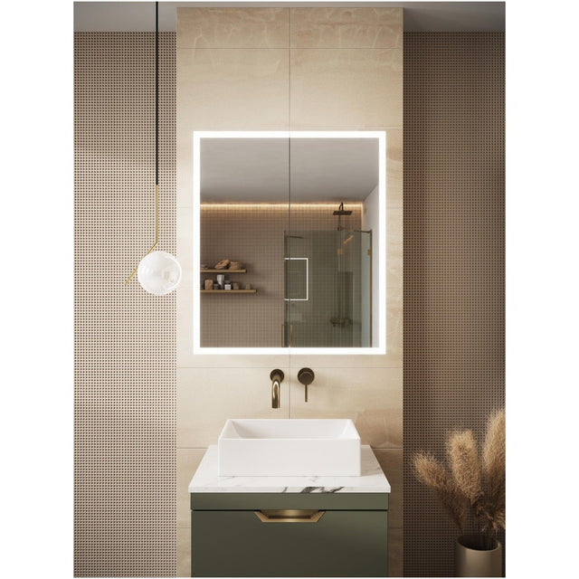 Scudo Prospr Double Door LED Mirror Cabinet with Bluetooth 600x700mm - Mirrored - CABINET002 - TAP 'N' SHOWER