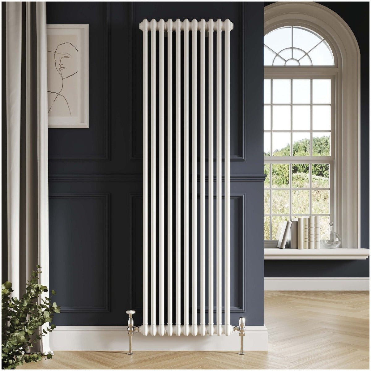 Scudo 2 Column Vertical Designer Radiator 1500 x 425mm - White - COL - 2 - 150 - 43 - W - TAP 'N' SHOWER