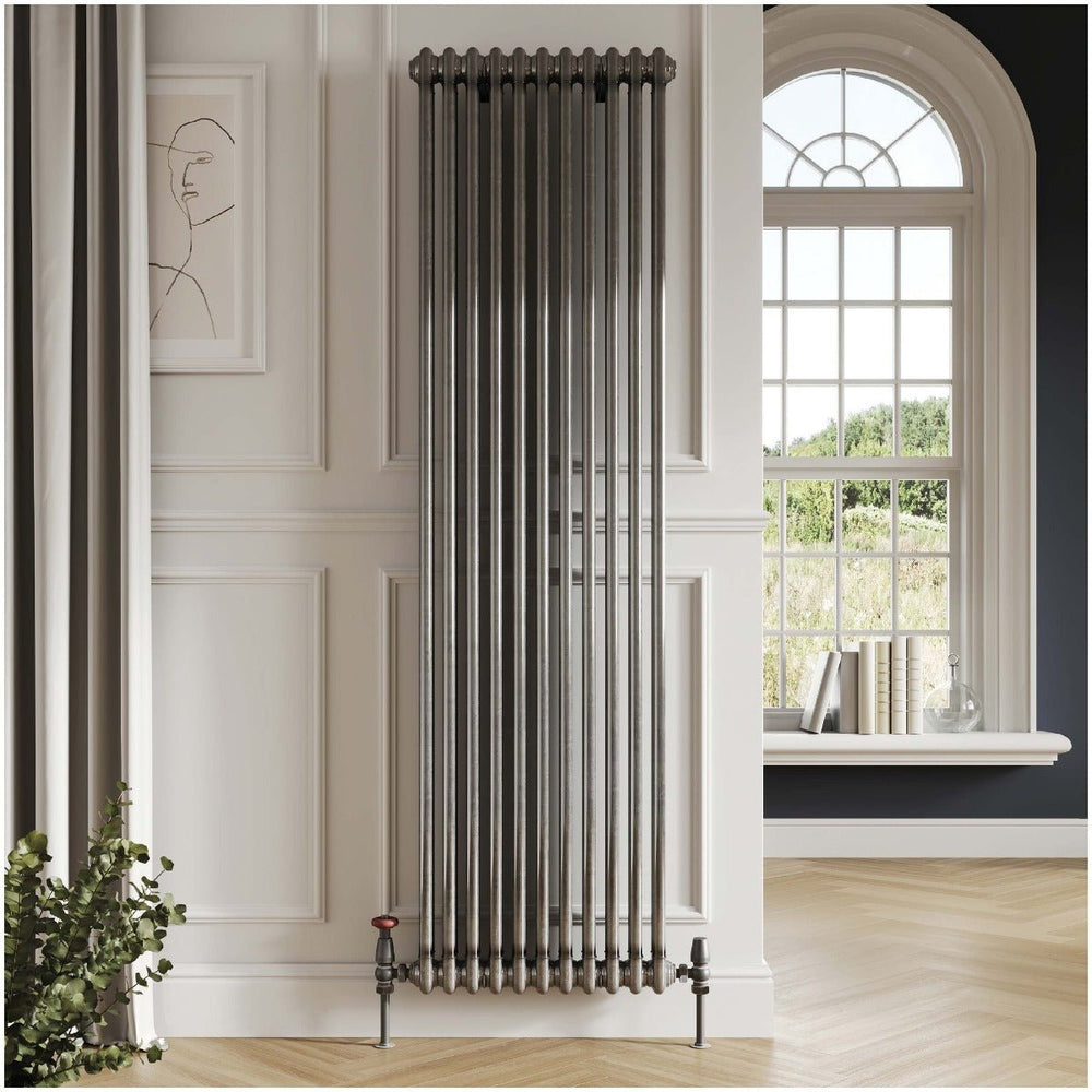 Scudo 2 Column Vertical Designer Radiator 1800 x 416mm - Raw Metal - COL - 2 - 180 - 41 - RM - TAP 'N' SHOWER