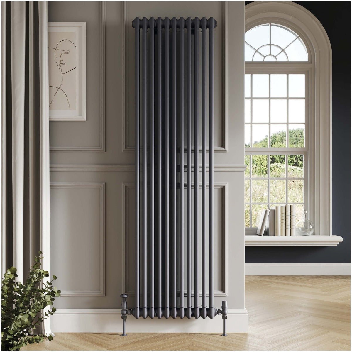 Scudo 2 Column Vertical Designer Radiator 1800 x 425mm - Anthracite - COL - 2 - 180 - 43 - A - TAP 'N' SHOWER