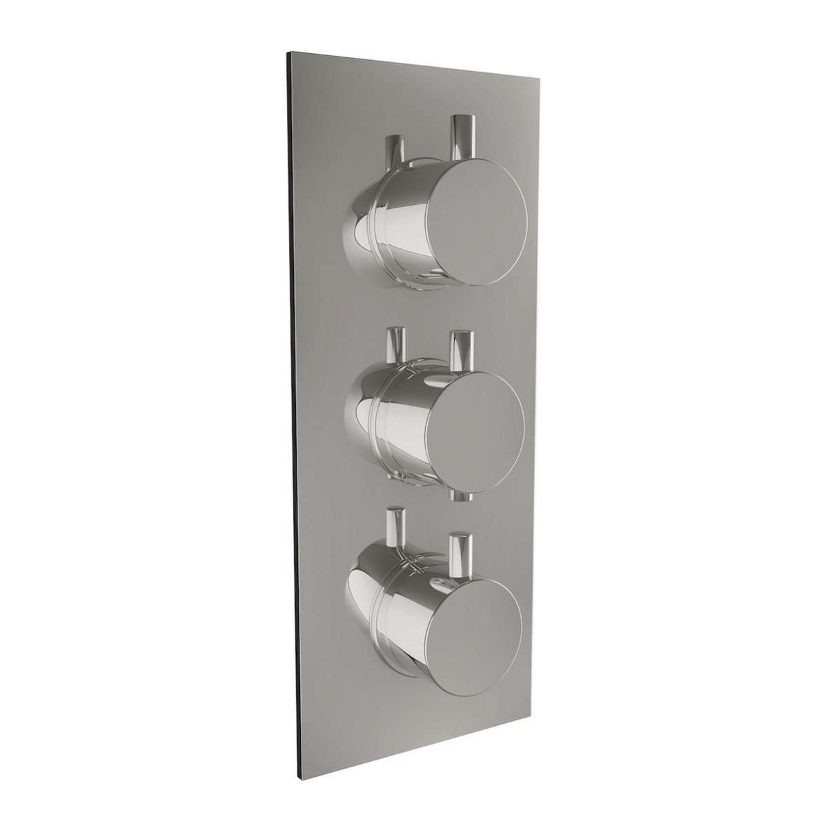 Scudo Triple Oval Handle 3 Outlet Concealed Shower Valve in chrome with sleek modern design