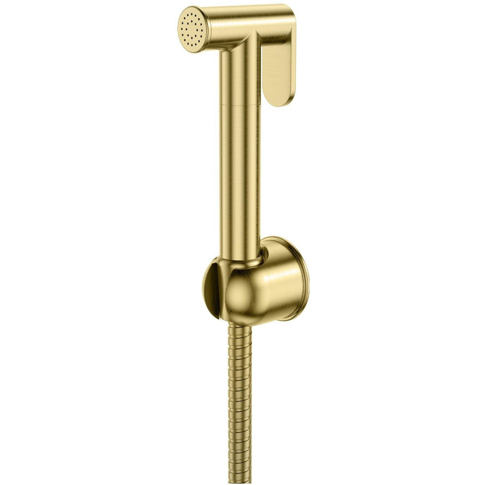 Scudo Douche Handset, Flexi ,Holder & Outlet Elbow - Brushed Brass - DOUCHE005 - TAP 'N' SHOWER