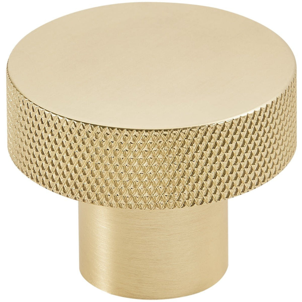 Scudo Knurled Round Handle 42mm - Brushed Brass - HANDLE030 - TAP 'N' SHOWER