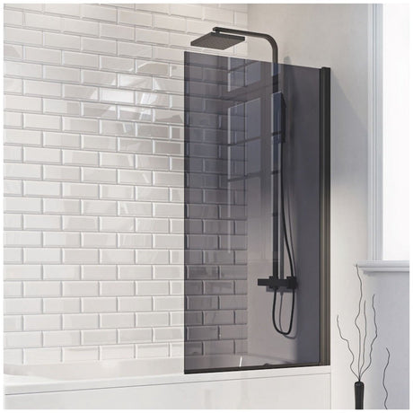 Scudo S6 Mono Square Edge Bath Screen 1400x800mm - Black - LS888B - TAP 'N' SHOWER