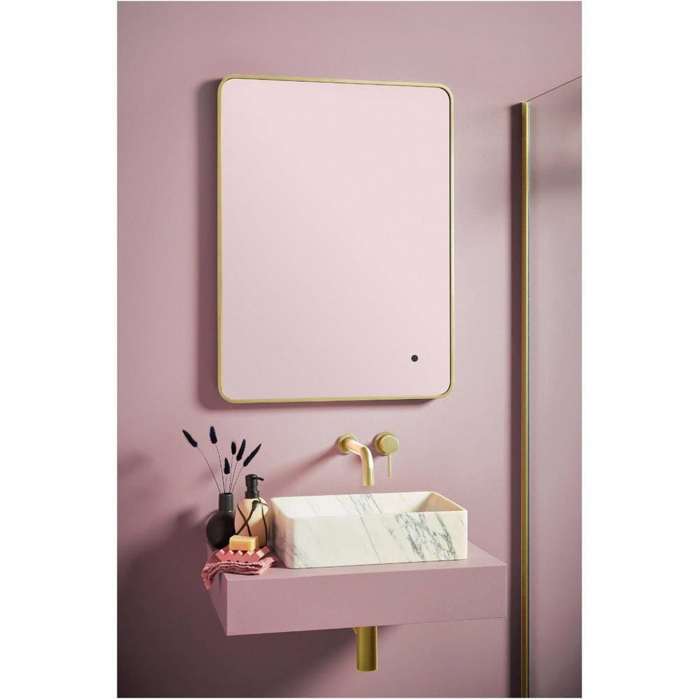 Scudo Alfie Soft Edge LED Mirror with Brushed Brass Frame 500x700mm - MIRROR009 - TAP 'N' SHOWER