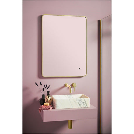 Scudo Alfie Soft Edge LED Mirror with Brushed Brass Frame 600x800mm - MIRROR010 - TAP 'N' SHOWER