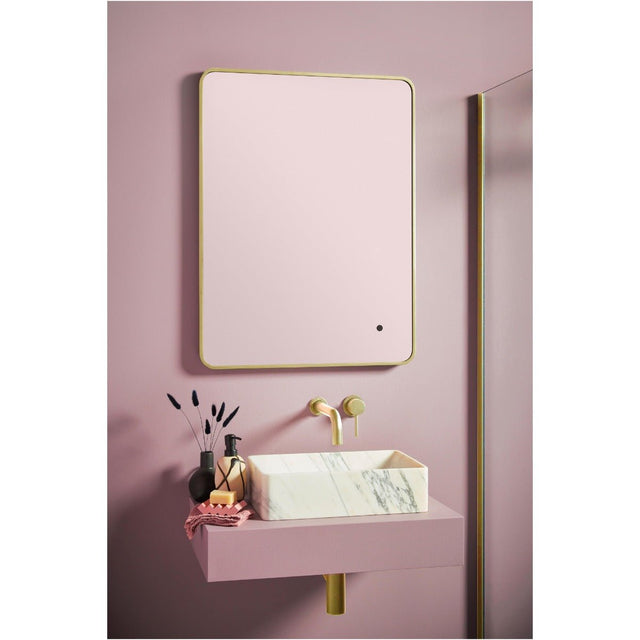 Scudo Alfie Soft Edge LED Mirror with Brushed Brass Frame 600x800mm - MIRROR010 - TAP 'N' SHOWER