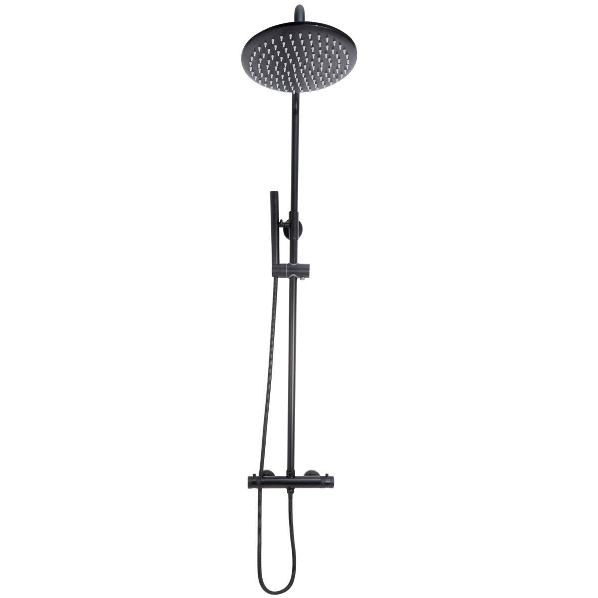 Scudo Core Round Bar Shower with Rigid Riser - Black - NU - 020 - TAP 'N' SHOWER