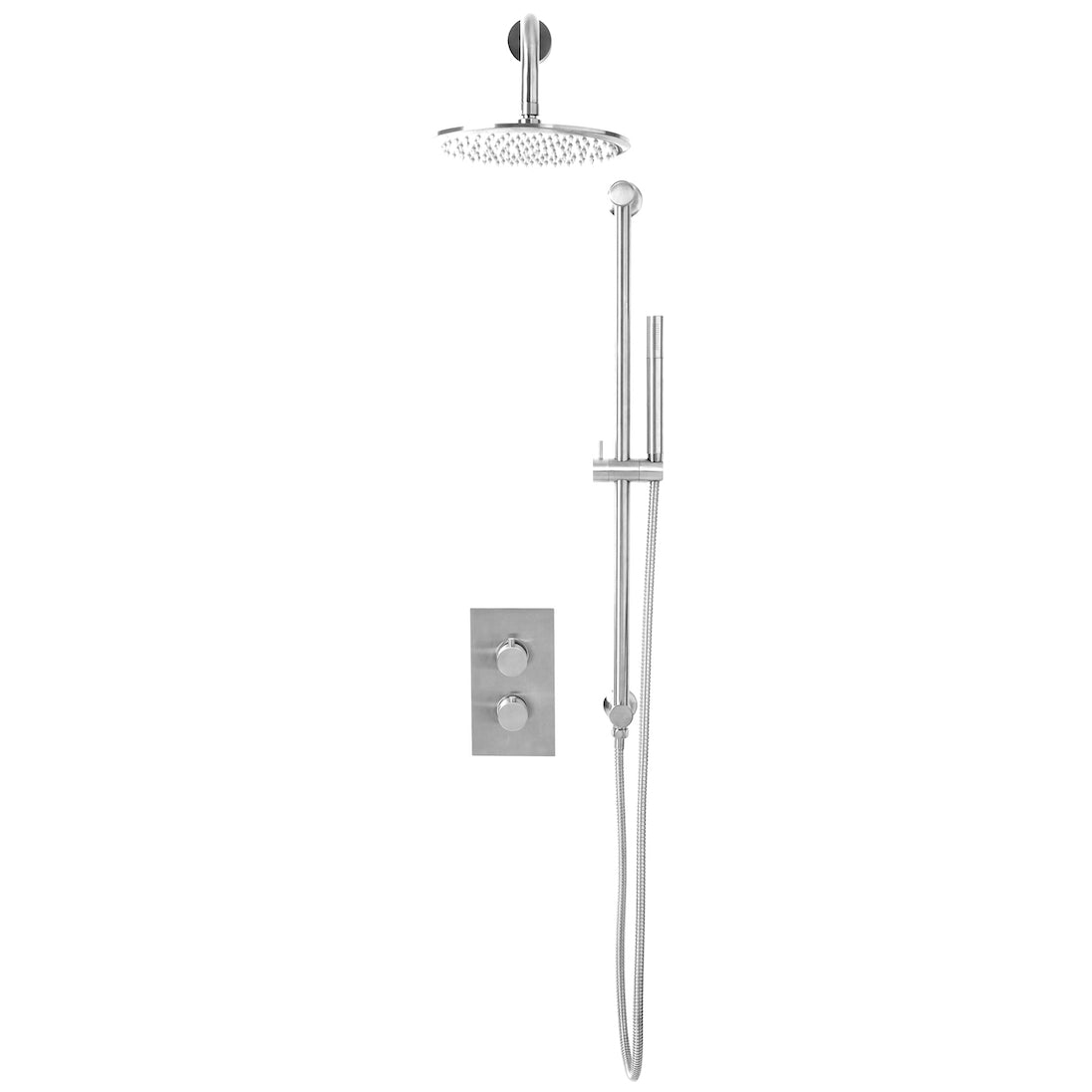 Scudo Core Round Concealed Shower Set with Slide Rail and Fixed Head - Chrome - NU - 022 - TAP 'N' SHOWER