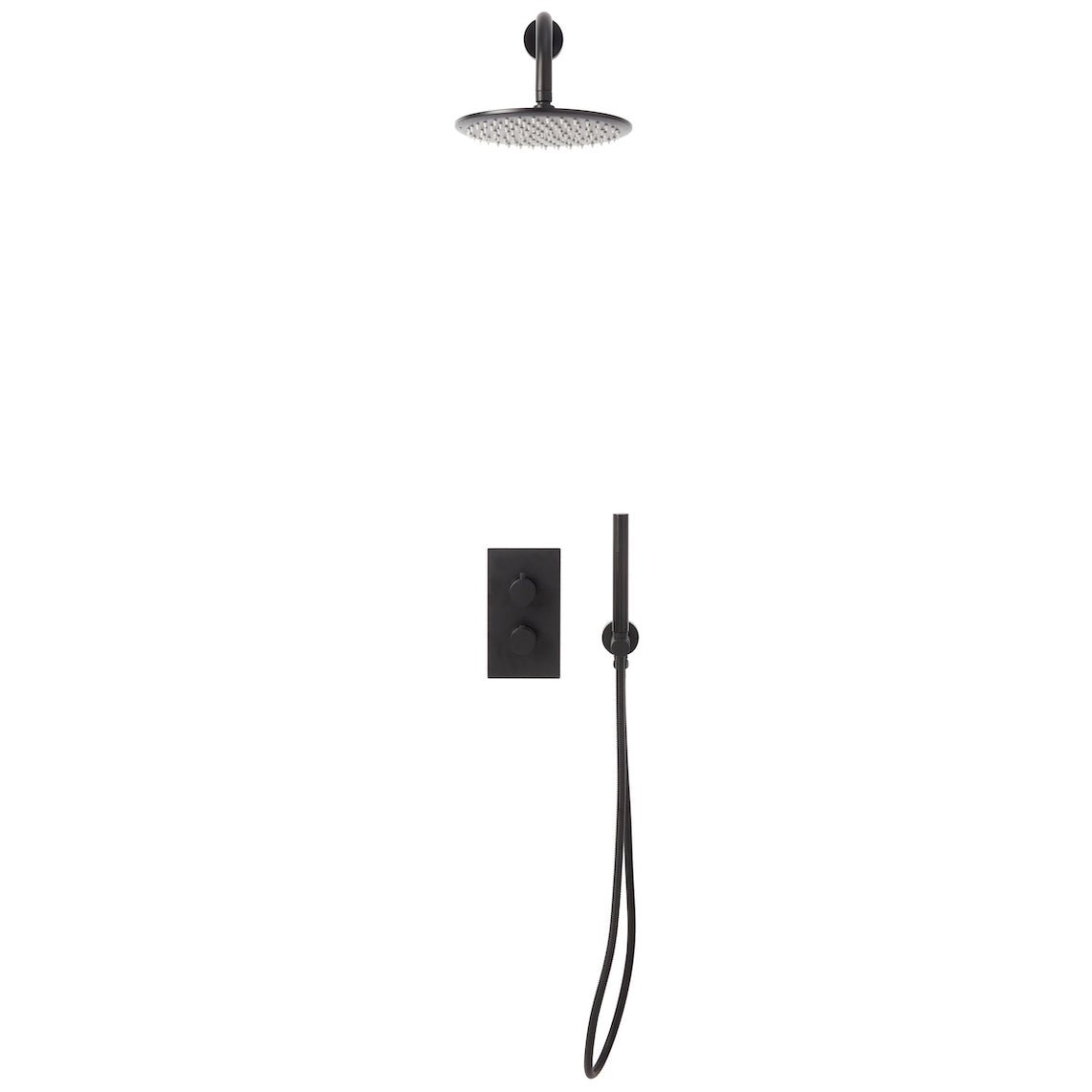 Scudo Core Round Concealed Shower Set with Handset and Fixed Head - Black - NU - 029 - TAP 'N' SHOWER