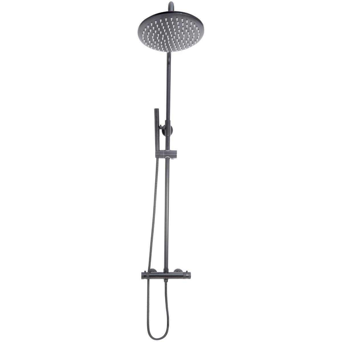 Scudo Core Round Bar Shower with Rigid Riser - Gunmetal - NU - 035 - TAP 'N' SHOWER