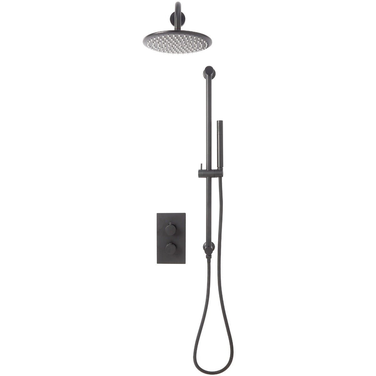 Scudo Core Round Concealed Shower Set with Slide Rail and Fixed Head - Gunmetal - NU - 037 - TAP 'N' SHOWER