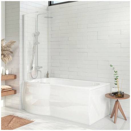 Scudo P Shaped Bath Screen - Chrome - SCREEN002 - TAP 'N' SHOWER