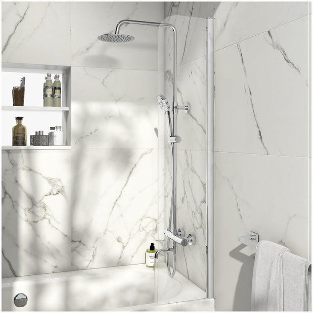 Scudo S6 Fixed Radius Bath Screen 6mm 1400x300mm - Chrome - SCREEN005 - TAP 'N' SHOWER