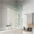 Scudo Square Bath Screen with Fixed Panel 900mm - Chrome - SCREEN006 - TAP 'N' SHOWER