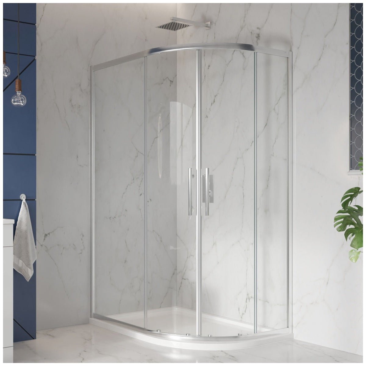 Scudo Offset Double Door Quadrant 1200x800mm - Chrome/Clear glass - SCUD12X8Q - TAP 'N' SHOWER