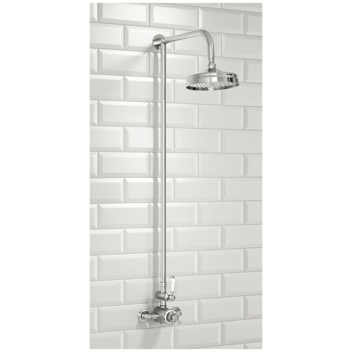 Scudo Traditional Rigid Riser Shower with Fixed Head - Chrome - SHOWER005 - TAP 'N' SHOWER
