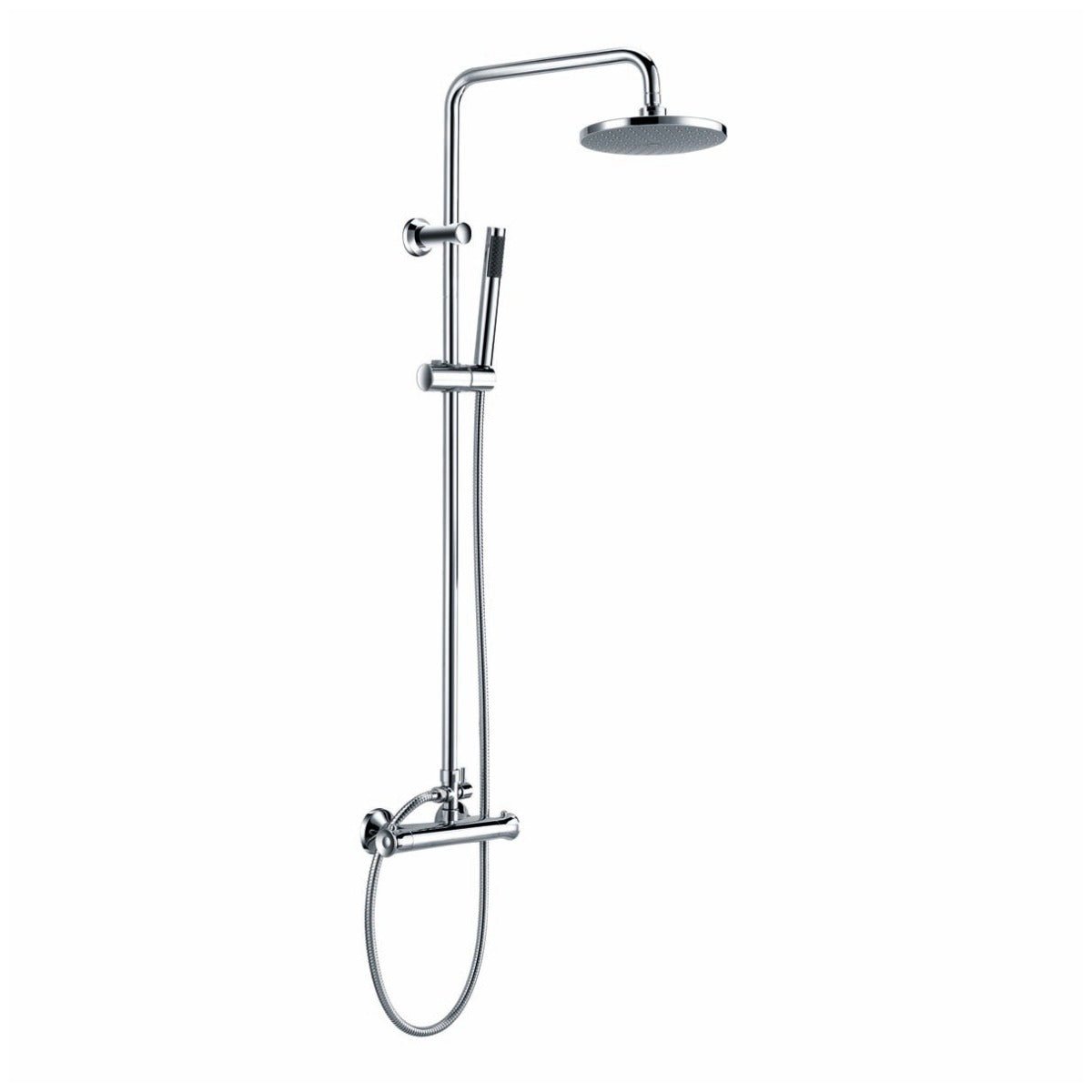 Scudo Round Thermostatic Bar Valve with Riser Rail - Chrome - SHOWER008 - TAP 'N' SHOWER