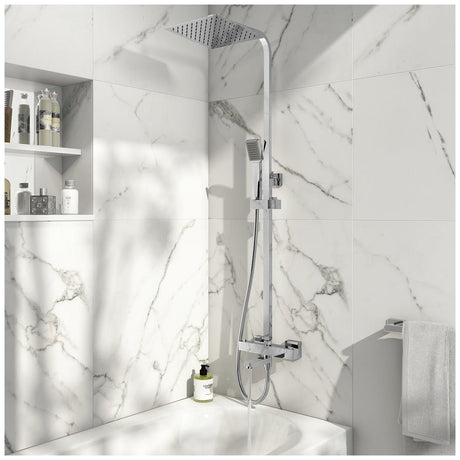 Scudo Block Square Rigid Riser Shower with Bath Filler - Chrome - SHOWER012S - TAP 'N' SHOWER