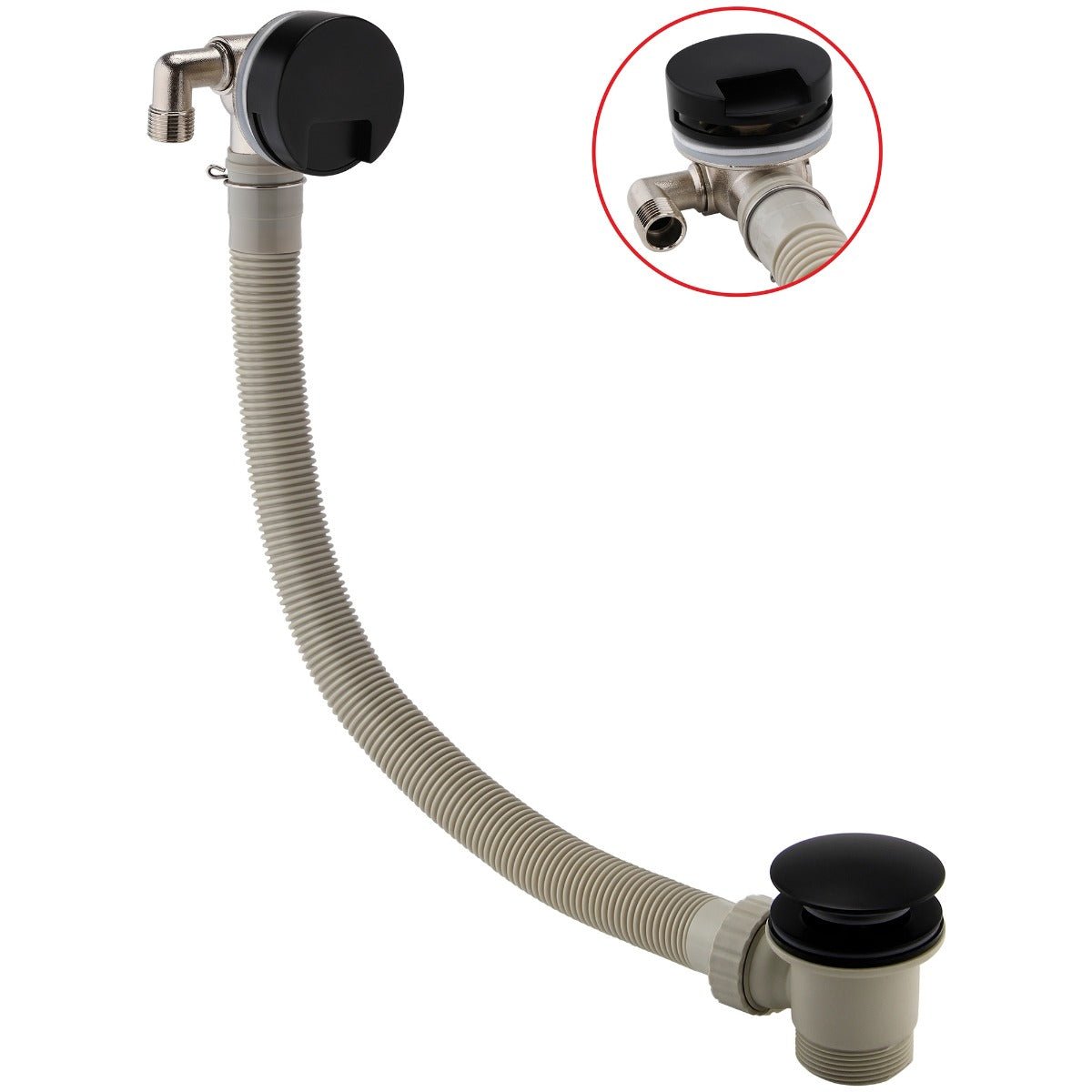 Scudo Round Overflow Filler Waste - Matt Black - WASTE101ORB - TAP 'N' SHOWER