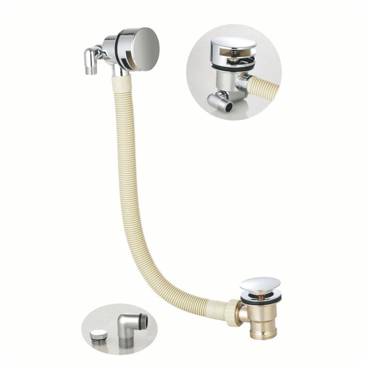 Scudo Round Bath Filler with Sprung Waste and Overflow - Chrome - WASTE89P - TAP 'N' SHOWER