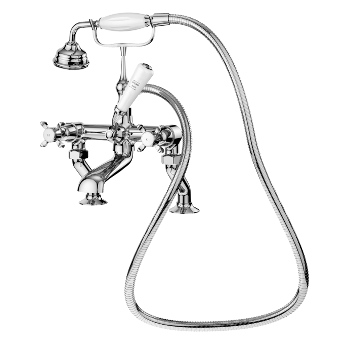 Nuie Selby Pillar Mounted Xhead Bath Shower Mixer Tap with Shower Kit - Chrome - SEL304DX - TAP 'N' SHOWER