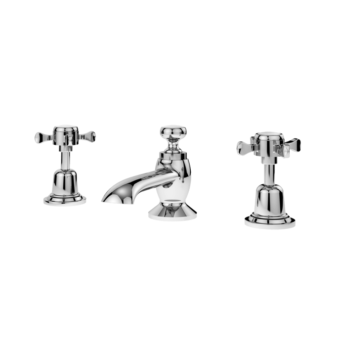 Nuie Selby Modern 3 - Hole Basin Mixer Tap with Pop - Up Waste - Chrome - SEL307DX - TAP 'N' SHOWER