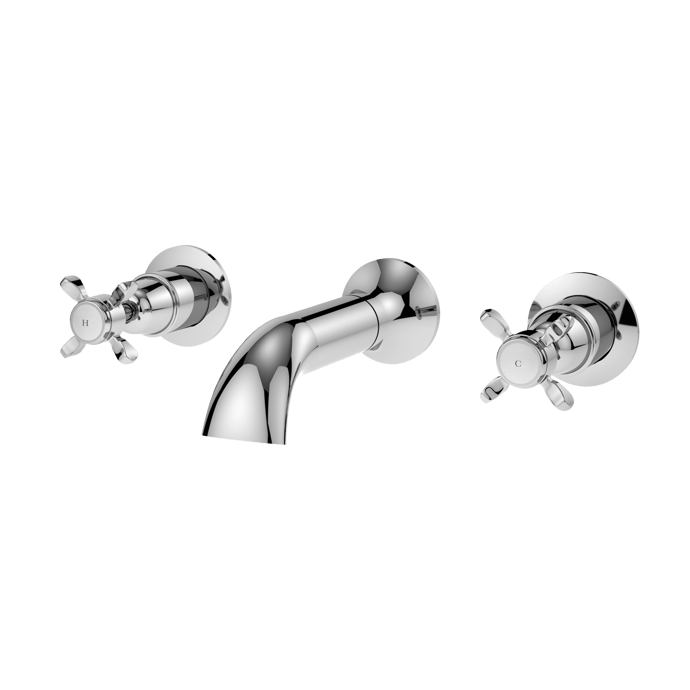 Nuie Selby Xhead Wall Mounted 3 - Hole Bath Filler Tap - Chrome - SEL309DX - TAP 'N' SHOWER