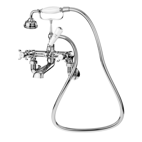 Nuie Selby Wall Mounted Xhead Bath Shower Mixer Tap with Shower Kit - Chrome - SEL314DX