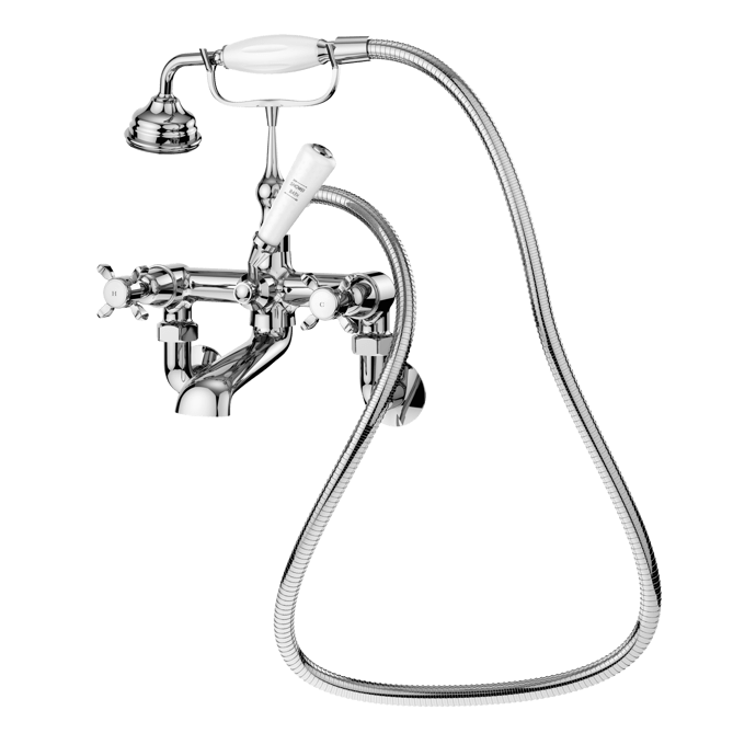 Nuie Selby Wall Mounted Xhead Bath Shower Mixer Tap with Shower Kit - Chrome - SEL314DX - TAP 'N' SHOWER
