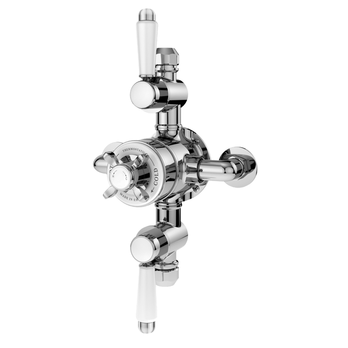Nuie Selby Triple Handle Thermostatic Exposed Shower Valve - Chrome - SELTR02E - TAP 'N' SHOWER