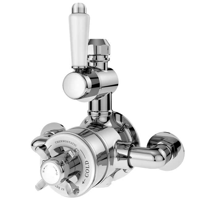 Nuie Selby Thermostatic Dual Handle Exposed Shower Valve - Chrome - SELTW01E - TAP 'N' SHOWER