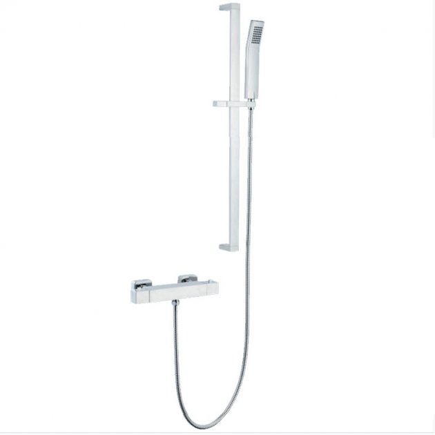 Kartell Pure Square Thermostatic Bar Shower and Sliding Handset - Chrome - SHO029PR - TAP 'N' SHOWER
