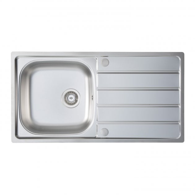Prima 1.0 Bowl Kitchen Sink with Waste Kit 965mm Length x 500mm Width - Stainless Steel - CPR024 - TAP 'N' SHOWER
