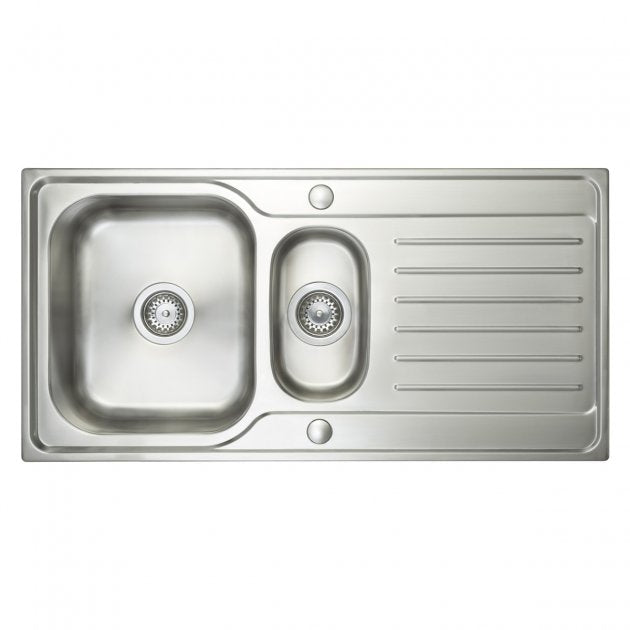 Prima Deep 1.5 Bowl Kitchen Sink with Waste Kit 1000mm Length x 500mm Width - Stainless Steel - CPR032 - TAP 'N' SHOWER