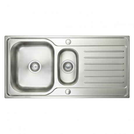 Prima Deep 1.5 Bowl Kitchen Sink with Waste Kit 1000mm Length x 500mm Width - Stainless Steel - CPR032 - TAP 'N' SHOWER