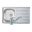 Prima One Bowl Kitchen Sink with Sink Tap and Waste Kit 860mm Length x 500mm Width - Stainless Steel - CPR040 - TAP 'N' SHOWER