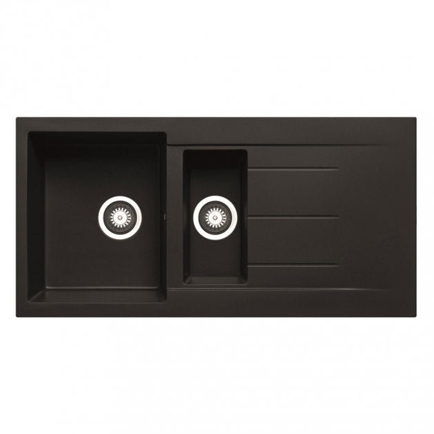 Prima Deep 1.5 Bowl Kitchen Sink with Waste Kit 1000mm Length x 500mm Width - Black - CPR322 - TAP 'N' SHOWER