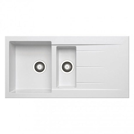 Prima Deep 1.5 Bowl Kitchen Sink with Waste Kit 1000mm Length x 500mm Width - White - CPR323 - TAP 'N' SHOWER