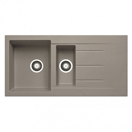 Prima Granite Composite 1.5 Bowl Kitchen Sink with Waste Kit 1000mm Length x 500mm Width - Light Grey - CPR325 - TAP 'N' SHOWER