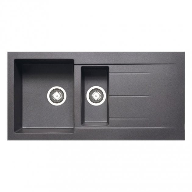 Prima Granite Composite 1.5 Bowl Kitchen Sink with Waste Kit 1000mm Length x 500mm Width - Gun Metal - CPR324 - TAP 'N' SHOWER