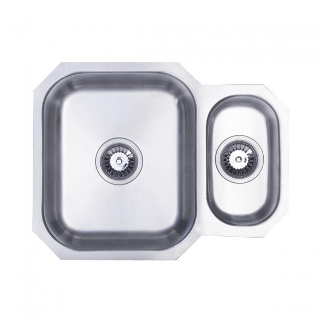 Prima 1.5 Bowl Undermount Kitchen Sink with Waste Kit 595mm Length x 460mm Width - Stainless Steel - CPR506 - TAP 'N' SHOWER