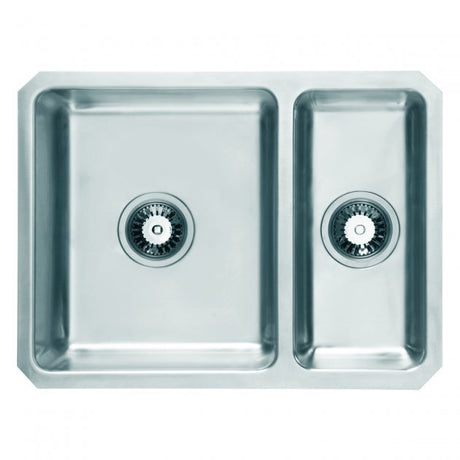 Prima 1.5 Bowl Undermount Kitchen Sink with Waste Kit 600mm Length x 450mm Width - Stainless Steel - CPR510 - TAP 'N' SHOWER