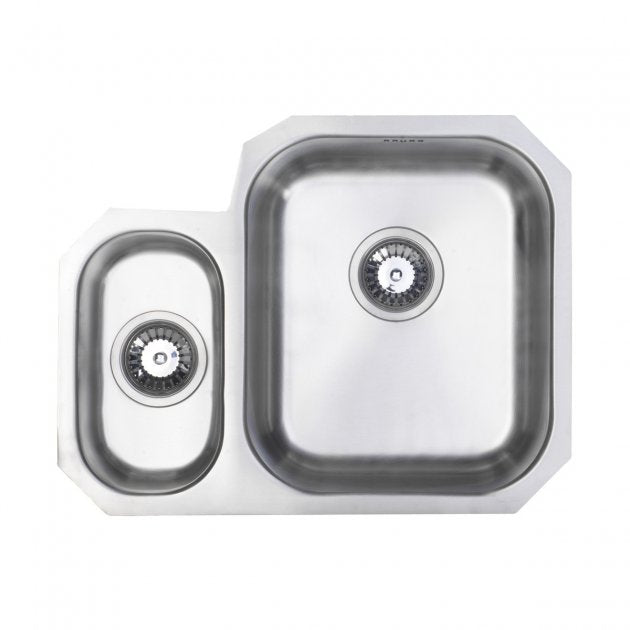 Prima 1.5 Bowl Undermount Kitchen Sink RH with Waste Kit 594mm Length x 460mm Width - Stainless Steel - CPR512 - TAP 'N' SHOWER
