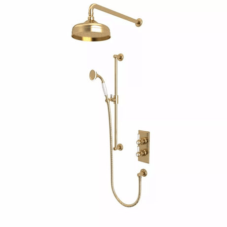 Tavistock Lansdown Dual Function Shower System With Riser Kit And Overhead Shower - Brushed Brass - SLD1602 - TAP 'N' SHOWER
