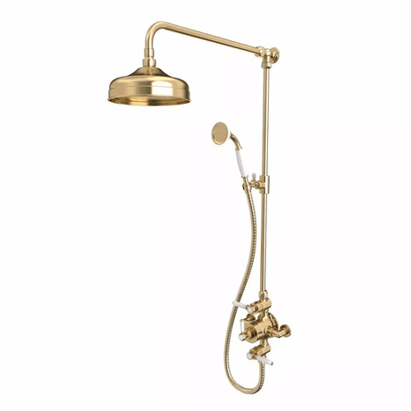 Tavistock Lansdown Dual Function Shower System With Overhead Shower And Handset - Brushed Brass - SLD1702 - TAP 'N' SHOWER