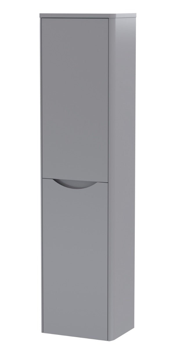 Nuie Lunar Wall Hung 2 Door Tall Unit 356mm - Satin Grey - SML262 - TAP 'N' SHOWER