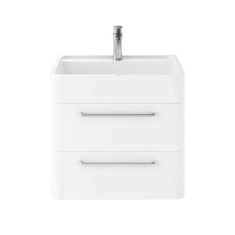 Hudson Reed Solar modern white wall hung vanity unit with rectangular basin and two drawers