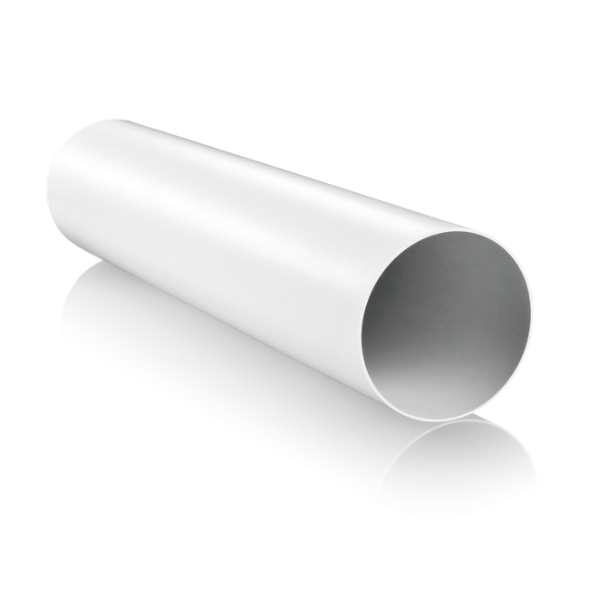 125mm 5 inch white round plastic ducting pipe for ventilation systems, 500mm long